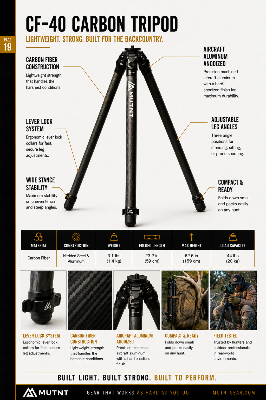CF-40 Carbon Fiber Tripod