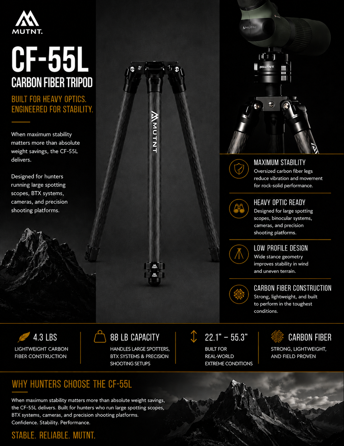CF-55L Carbon Fiber Tripod